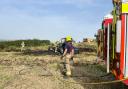 The fire service extinguished a tractor and mower blaze