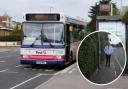 Preston bus and inset, Cllr Louie O'Leary