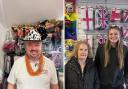 Fitted out: Premier Party Shop owner Phil Anderson and Weymouth Fancy Dress' Dolly Fitton and Freya
