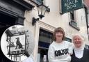 ON THE LOOKOUT: Pub landladies Heidi and Debbie Bennett of the Black Dog are trying to track down their old hanging sign