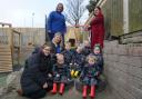 The garden was officially opened by Mayor Carrolyn Parkes, pictured with Manager Catherine Hallett and the kids at Jumping Beans