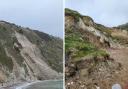 Landslides washed away new steps at Lulworth Cove