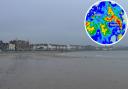 Rain has lashed onto Weymouth Beach