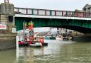 Dorset Council engineers inspecting Weymouth Town Bridge this week