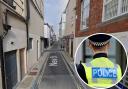 A man in his 20s was pinned against a wall in Weymouth as he was robbed