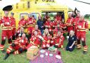 The Dorset and Somerset Air Ambulance crew enjoying a cuppa and cake