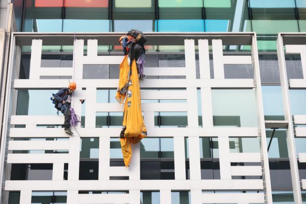 Dorset Echo: Activists from Animal Rebellion after scaling the outside of the Department for Environment, Food and Rural Affairs (Defra) in Westminster. (PA)