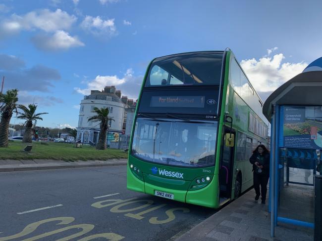 The number one First bus at Weymouth's Esplanade bus stop. Picture: Sam McKeown