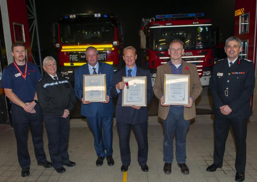 Firefighters awarded for bravery following huge house fire in north Dorset 