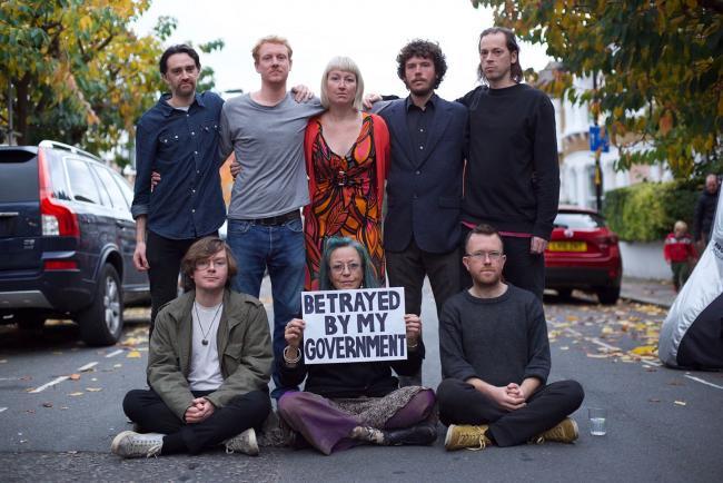 Jailed Weymouth protestor and member of Insulate Britain Emma Smart (back row, centre)