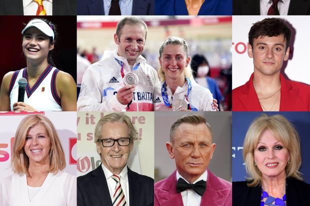Celebrities, sports people and civilians named in the New Year Honours list 2022. Picture: PA