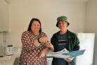 Keith, 53, was rough sleeping but now has his own flat and is applying for jobs. Here he is pictured receiving his new flat keys from BCHA tenancy officer Andrea Way.