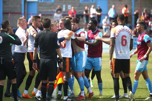 Tempers flared in Weymouth's 2-1 loss to Barnet Picture: MARK PROBIN