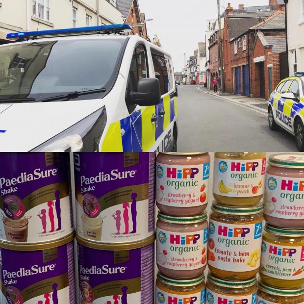 Dorset Echo: The male was caught trying to sell suspected stolen baby food outside a licensed premises just outside Weymouth town centre.  Picture: Weymouth & Portland Police