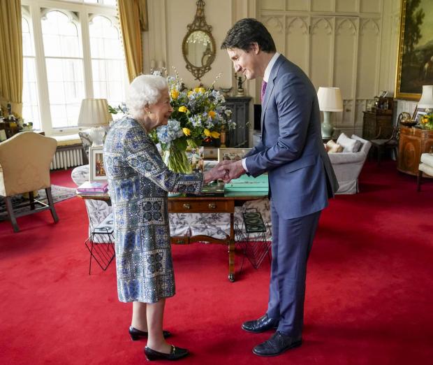 Dorset Echo:  The Queen meeting with Canadian Prime Minister Justin Trudeau. Credit: PA