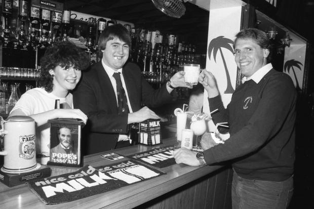 Dorset Echo: Milk on sale at the Malibu Club in Weymouth. May 1983.