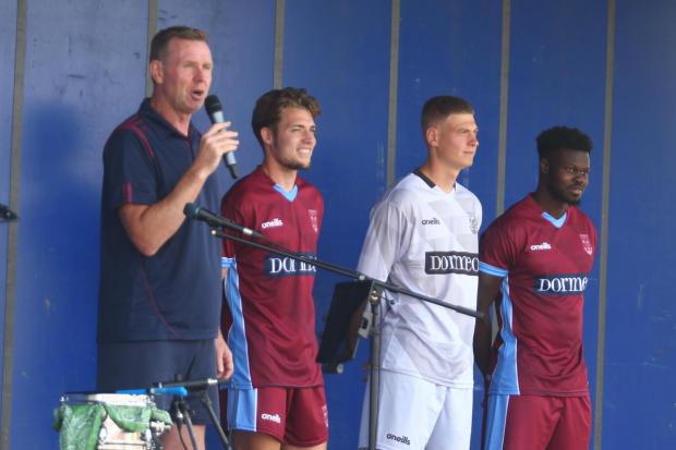 Weymouth model their new home jersey at their kit unveiling on Saturday 					     Picture: MARK PROBIN