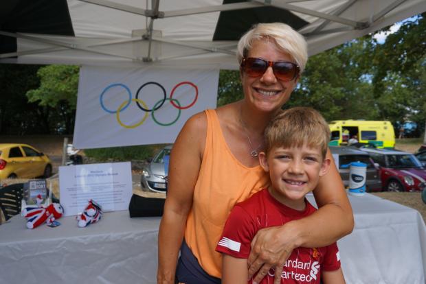 Dorset Echo: Joe Hunn with her son William. Joe came down to watch the Olympics in Weymouth with her family ten years ago. Picture: Cristiano Magaglio