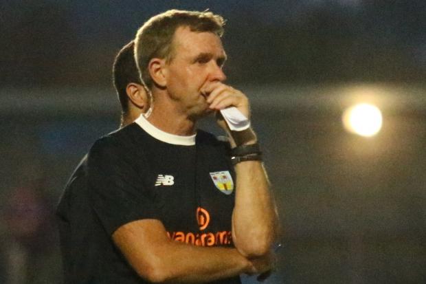 David Oldfield watches on during Weymouth's 3-0 defeat to Worthing Picture: MARK PROBIN