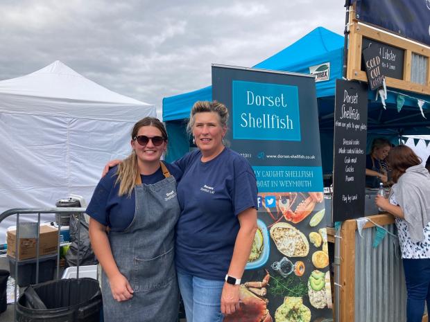 Dorset Echo: Manager at Dorset Shellfish Stef Chalomer (left) with her mother Caroline Drever (right). Picture: Marie-Claire Alfonso