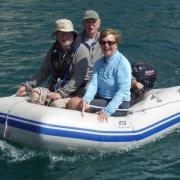 Chris and Tess Reid plus Richard Thomas going ashore at Mupe 					             Picture: SARA LLOYD