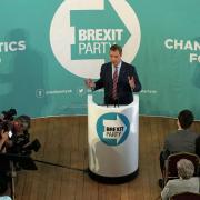 Brexit Party leader Nigel Farage speaking at the Best Western Grand Hotel in Hartlepool