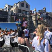 IT'S COMING HOME: Joyous celebrations crowds gather on Weymouth Harbour to watch England beat Crroatia in Euro 2020 Picture: Ellie Maslin