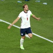 England's Harry Kane celebrates scoring their side's third goal of the game during the UEFA Euro 2020 Quarter Final match at the Stadio Olimpico, Rome. Picture date: Saturday July 3, 2021..