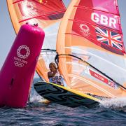 Emma Wilson is second at the halfway point of the women's windsurfing at Tokyo 2020 Picture: SAILING ENERGY/WORLD SAILING