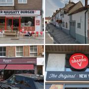Proper Naughty Burger Co in Weymouth (top left), Horse and Groom in Wareham (top right), Reeve the Baker (bottom left) and Sbarro in Chickerell, Weymouth (bottom right) are among the venues inspected. Pictures: Dorset Echo/Google