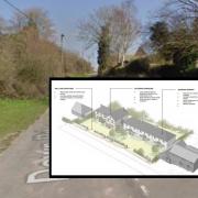 Down Road, Pimperne - and inset - illustration of how the scheme might look Picture:DMW Architects