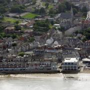 Swanage Town  centre, beach  and The Mowlem Theatre. MUST CREDIT TAKEN WITH THE ASSISTANCE OF BOURNEMOUTH HELICOPTERS