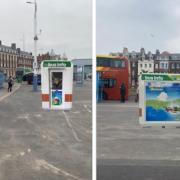 How the bus information kiosk on Weymouth seafront will look (two views)