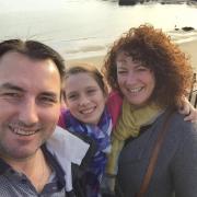 Emma Broome with her husband Jon and daughter Sophie.