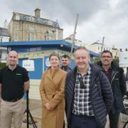 Some of the team behind the Weymouth ‘smart place’ demonstrator. (Left to right) Callum Farrell from Excelerate Group, Sarah Levett from IoTSG, Will Holmes (at the back) Resort Manager for Weymouth and Colin Wood and Tim Robertson from 5G