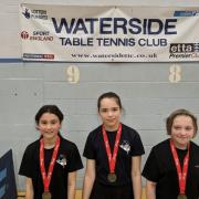 Weymouth B table tennis team from left: Rose Weeden, Ella Baldwin and Amelia Richards.