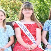 Carnival princess , 13 year old Millie Frampton (centre), 11 year old Delilah Rayner, and 9 year old Ava Hook.