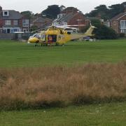 THE air ambulance landed in a Weymouth playing field to reports of a person in cardiac arrest.