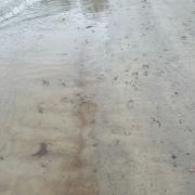 'Orange rust' seeping from sand on Weymouth beach
