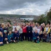 The Ukrainian group at Cumulus Outdoors Swanage pictured with Mayor of Swanage Tina Foster and Consort Chris Moreton, together with Cumulus staff and Radipole Church volunteers