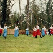 Maypole dancing at Sandy Balls holiday park in 1984.