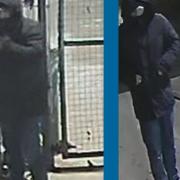 Police have just realised images of a man they want to identify as they investigate a burglary at a recycling centre