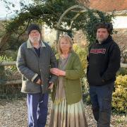 (Left to right) Graham and Carol Hemsley who live next door to the site with their son Alex Hemsley