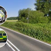 The car was left upside down in the hedge after a crash early this morning