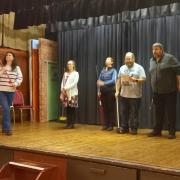 performers rehearsing the panto to be performed at Broadmayne village hall