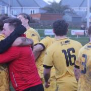 Bridport celebrate after beating Newquay in the league cup quarter-finals