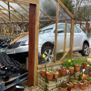 A car crashed into a greenhouse at Island Garden Nursery in Weymouth