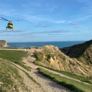 The Dorset and Somerset Air Ambulance landed at the top of Durdle Door