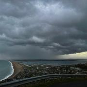 Storm clouds loom over Portland and Weymouth in March