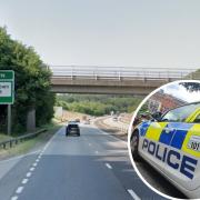 A car and lorry have crashed on the A35